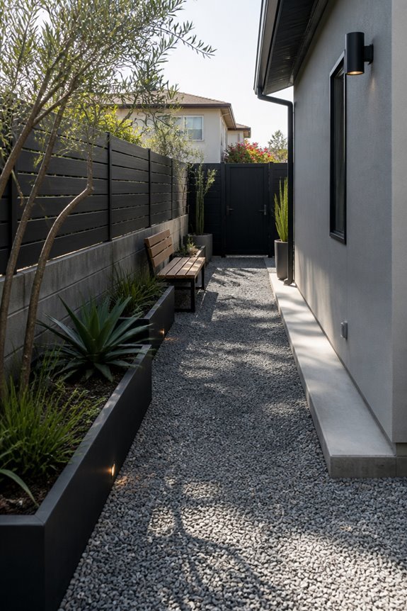 industrial gravel side yard