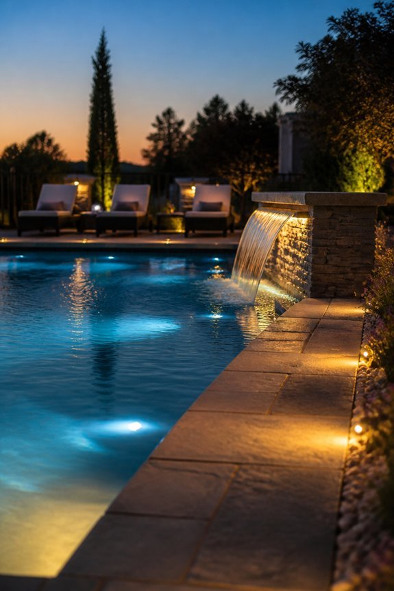 inviting illuminated backyard pools