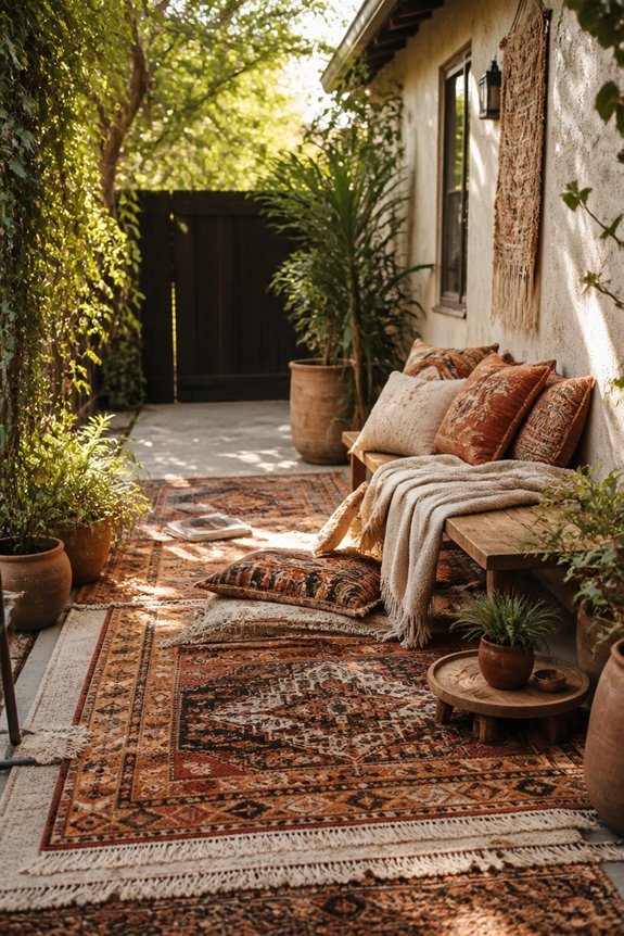 layered outdoor rug decor