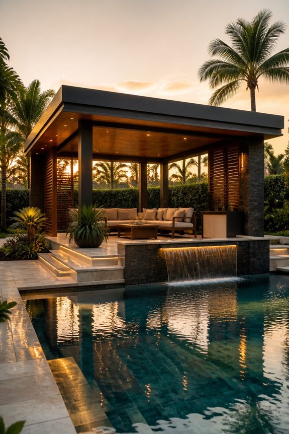 luxurious poolside water pavilion