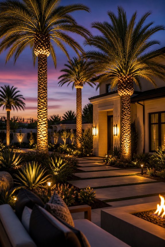 magical evening palm lighting