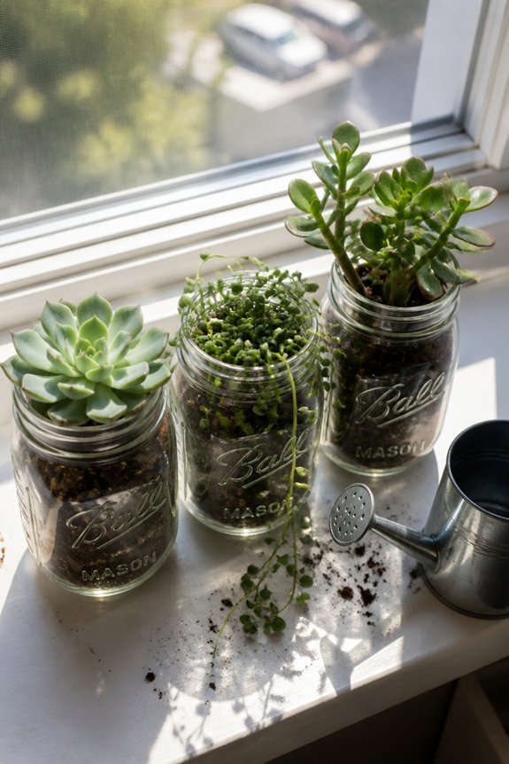 mason jar succulent gardening