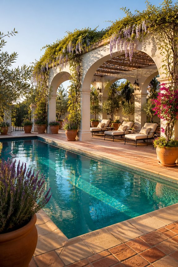 mediterranean arched pergola retreat