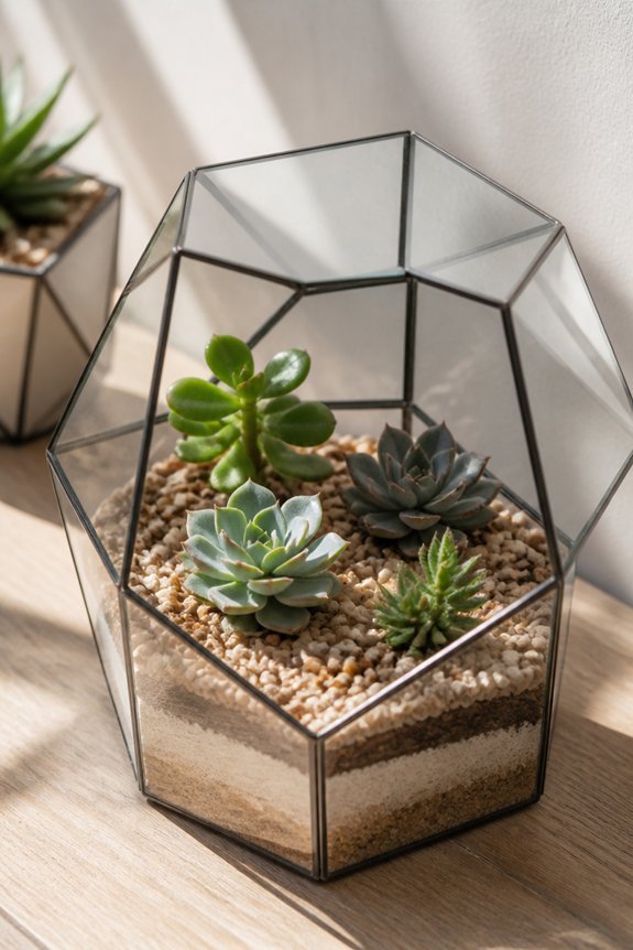 minimalist geometric plant displays