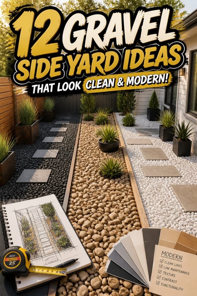 modern gravel side yard designs