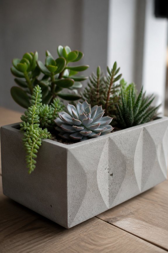 modern planters with textures