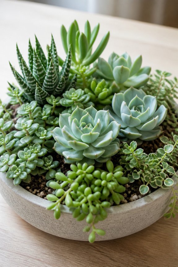 monochromatic green succulent arrangement