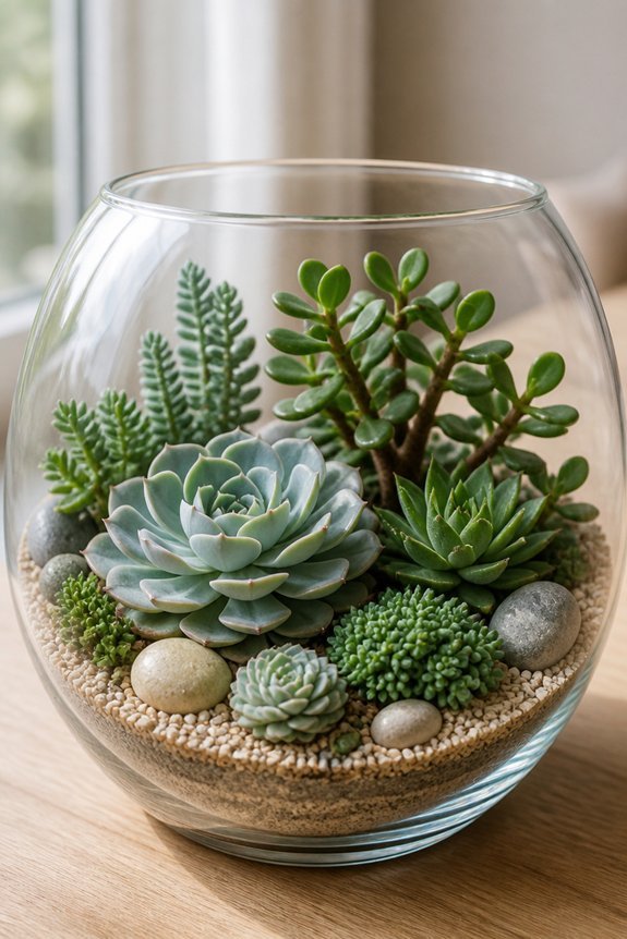 monochromatic succulent terrariums thrive