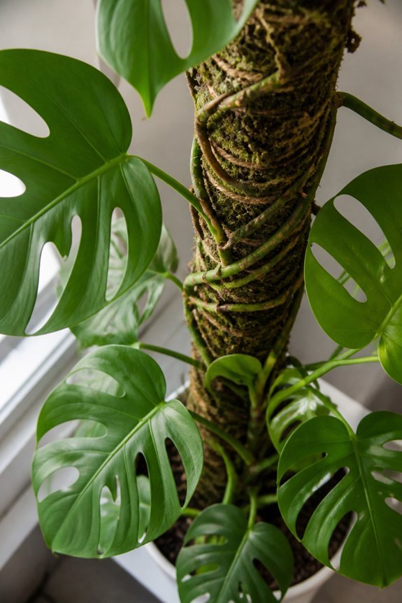 moss pole enhances monstera growth