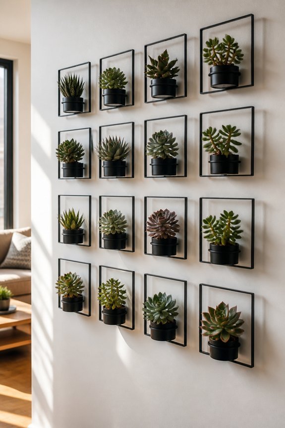 organized succulent wall display