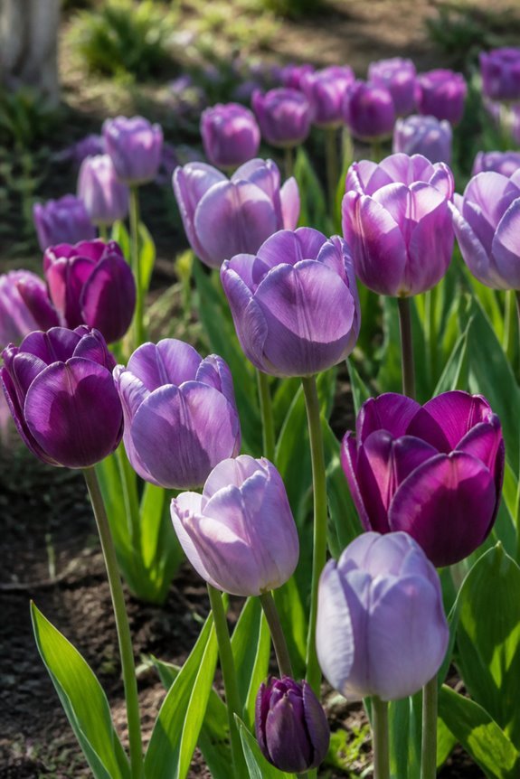 purple and lavender tulips