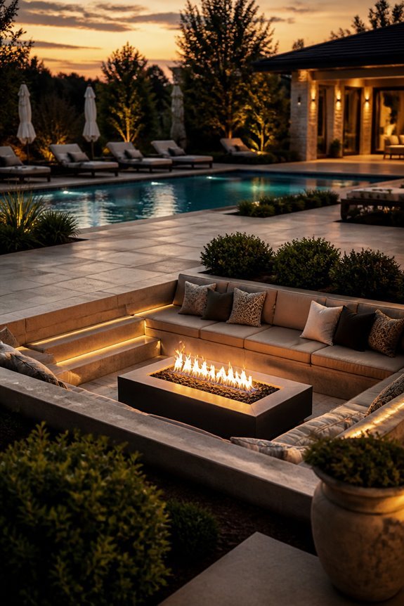 recessed lounge with firepit
