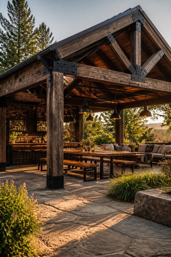 reclaimed wood metal pavilions