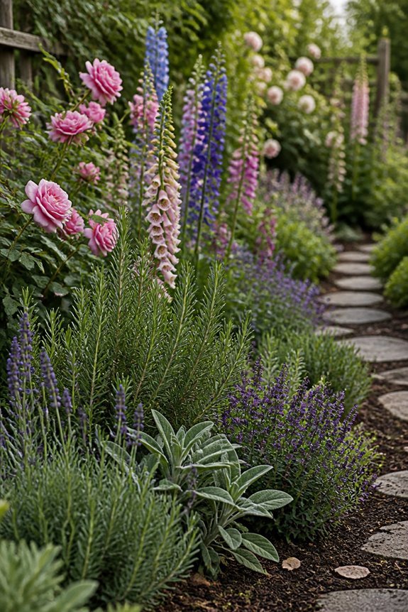 relaxed colorful herb garden
