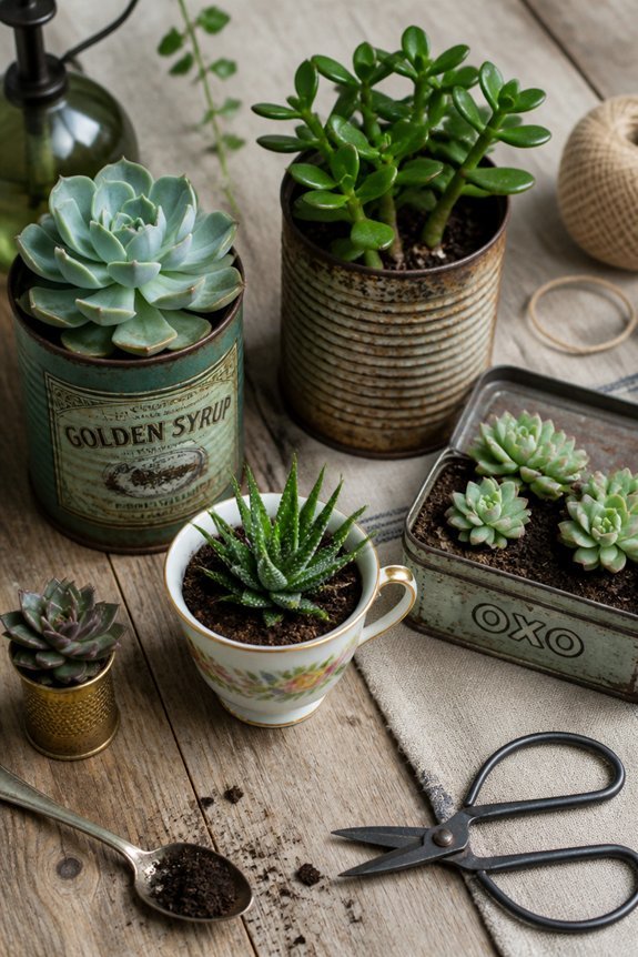 repurpose containers for succulents