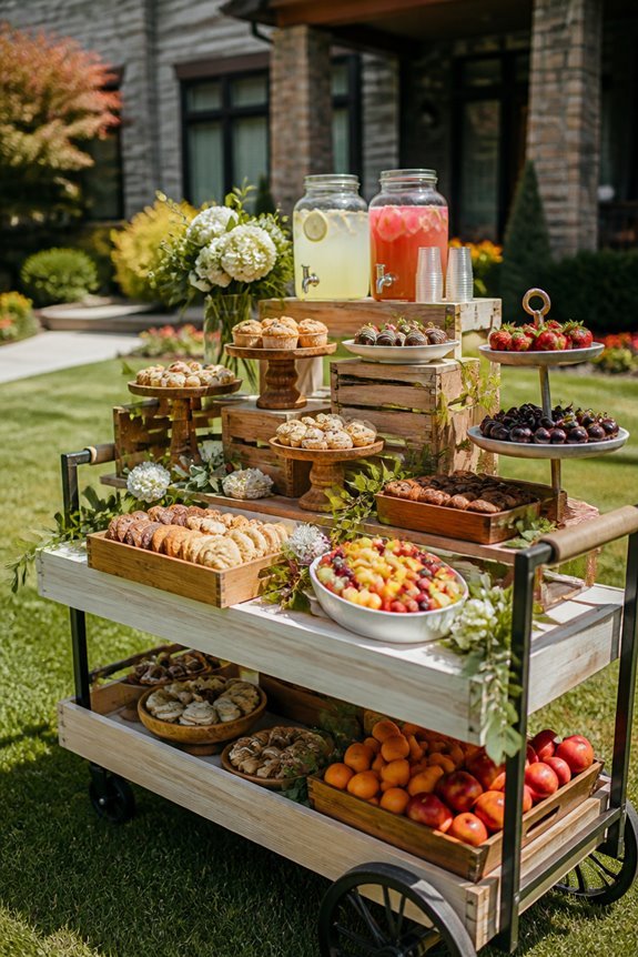 rolling dessert station cart