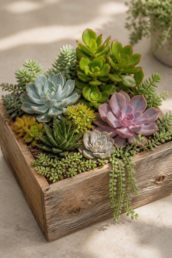 rustic wooden box arrangement