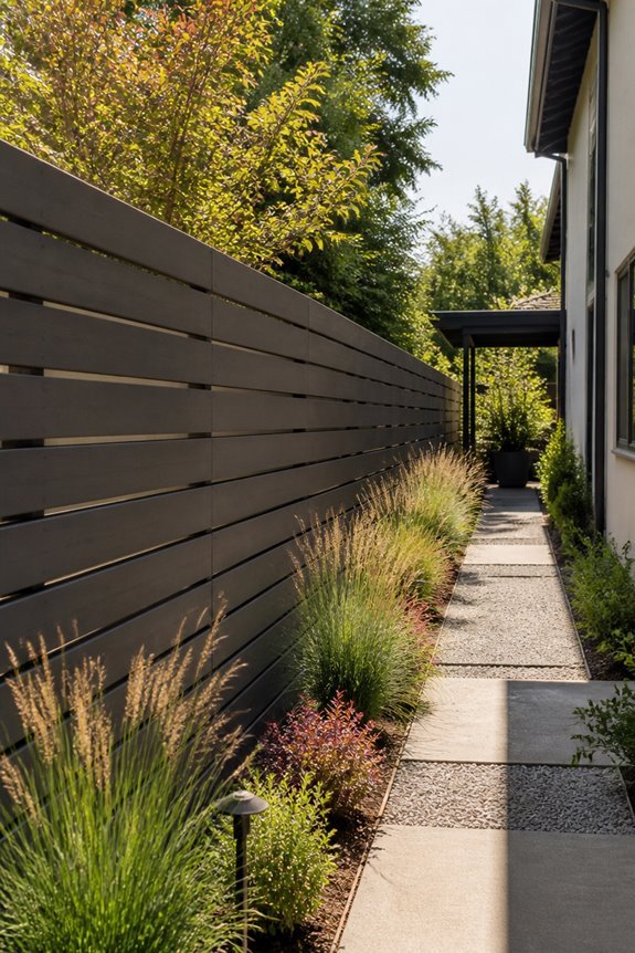sleek horizontal slat fencing
