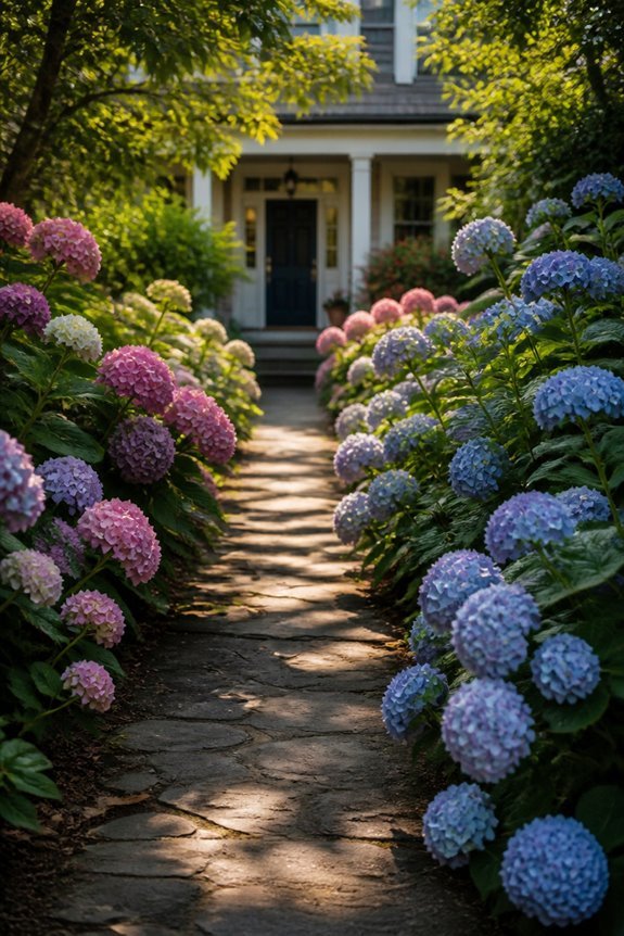 stunning hydrangea walkway entrance
