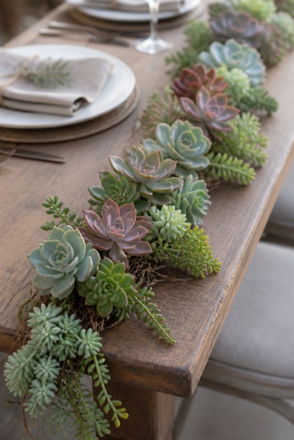 succulent table edge garland