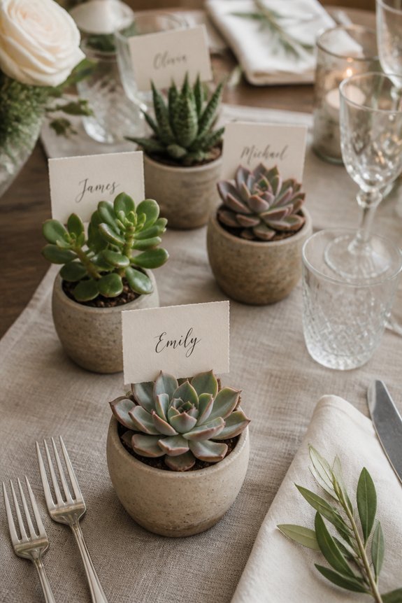 succulents as place card favors