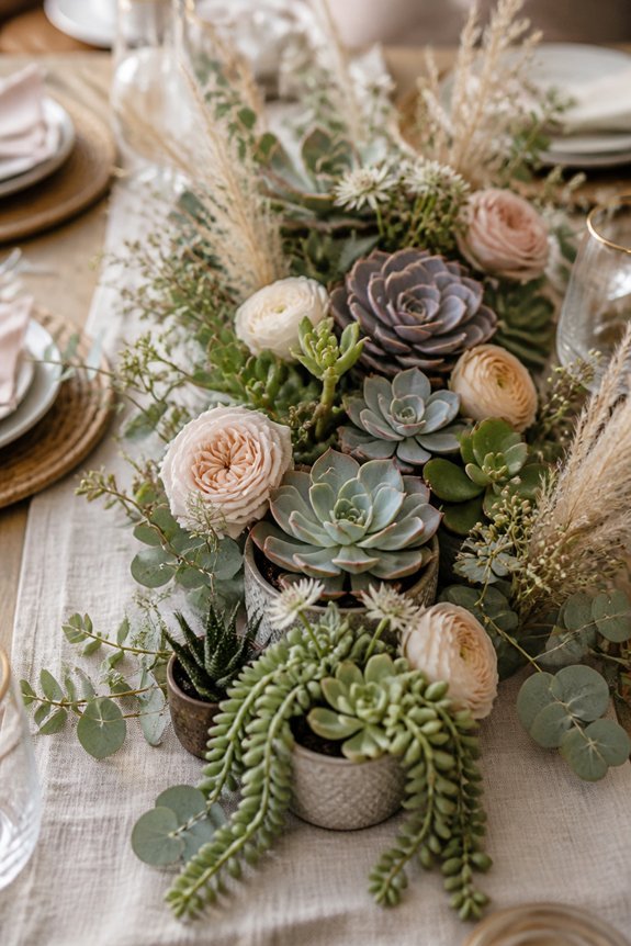 succulents with seasonal blooms