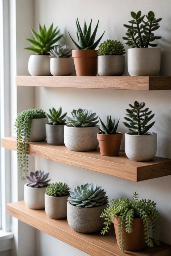 tiered succulent display shelves