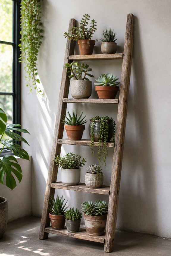 upcycled ladder plant stand