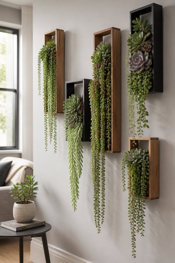 vertical succulent garden displays