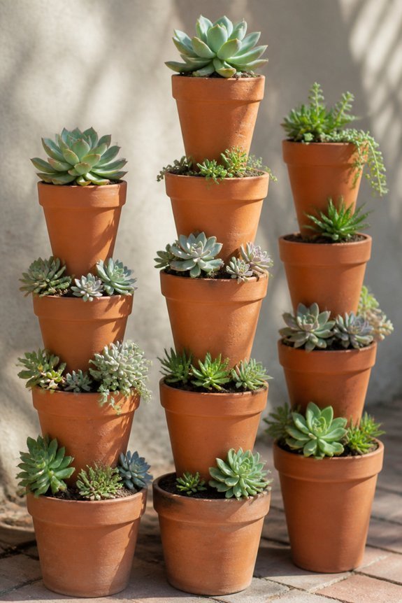 vertical succulent terracotta towers