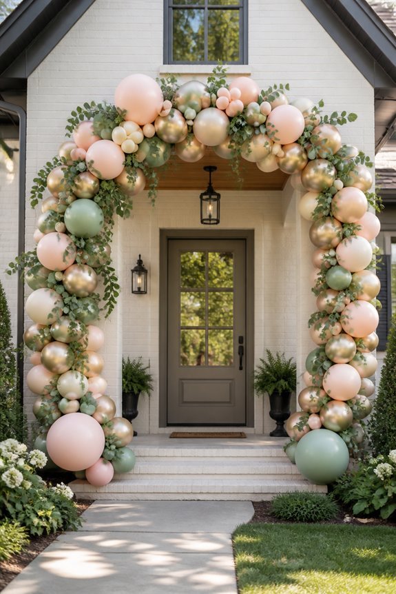vibrant balloon entrance arch