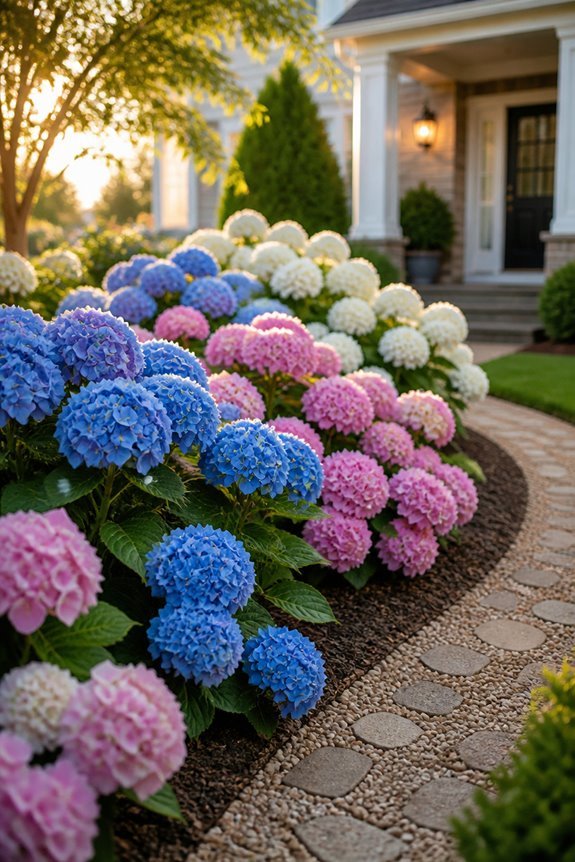 vibrant hydrangeas create contrast