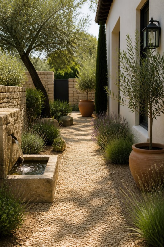warm mediterranean gravel garden