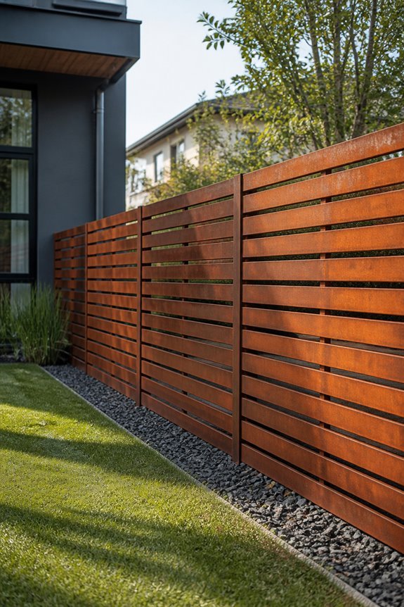 weathered corten steel fences