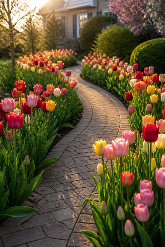 winding tulip pathways creation