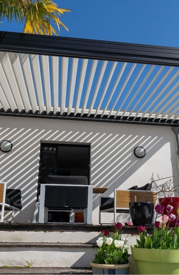 Adjustable Shade Pergola for Year-Round Use