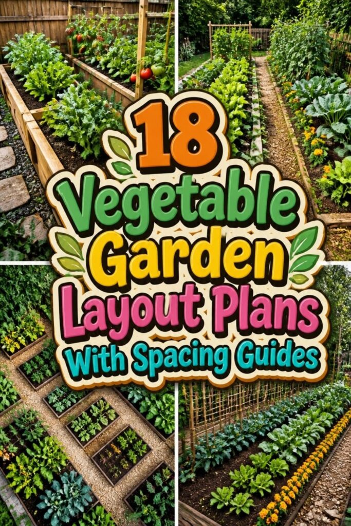Vegetable garden layout plans with row spacing guides