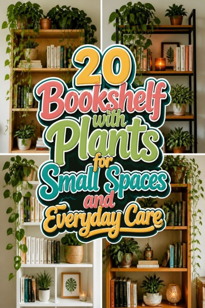 Bookshelf with plants combining books and trailing greenery
