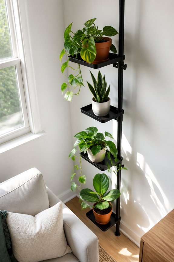 adjustable tension pole shelves