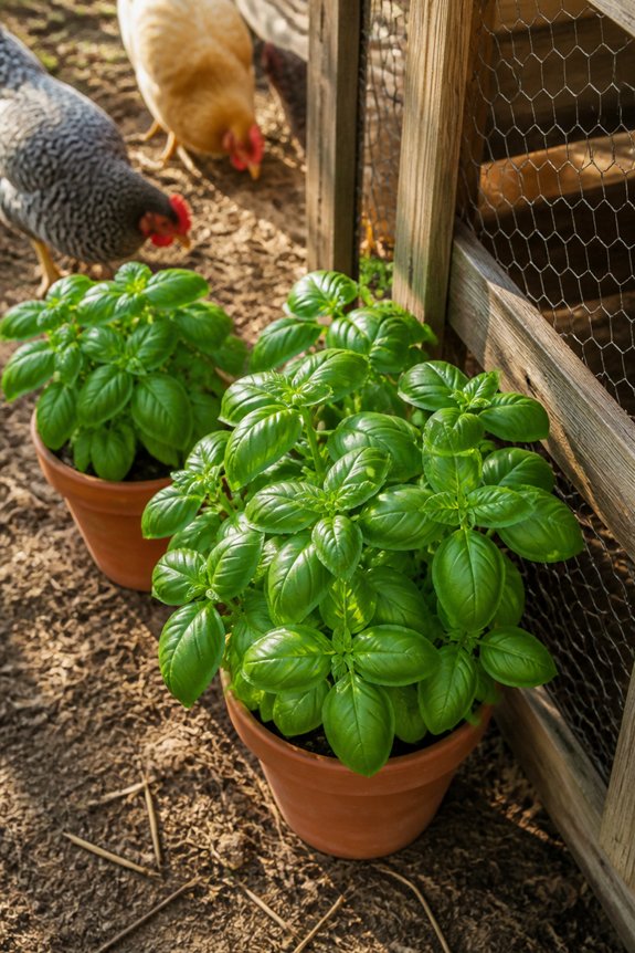 basil insect repelling chicken herb