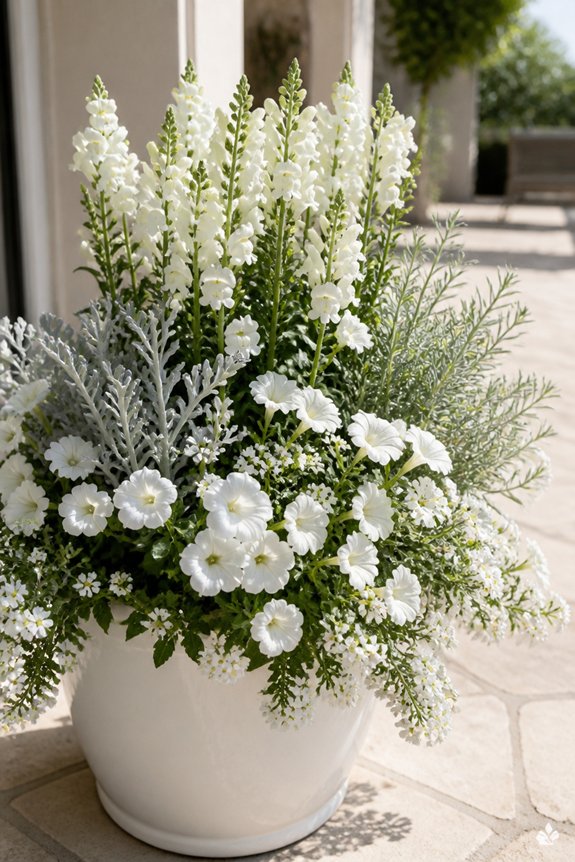 bright all white patio plants