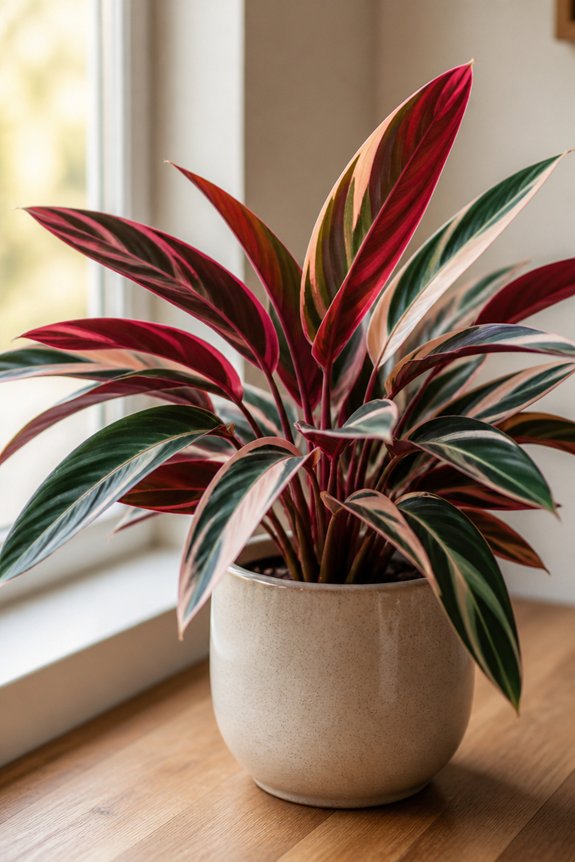 burgundy backed tropical foliage plant