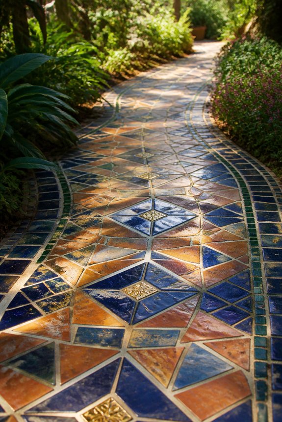 colorful mosaic tile paths