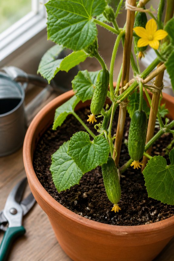 container cucumber yield tips