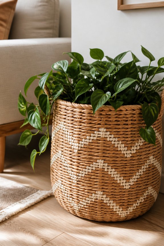 contrast plants with baskets