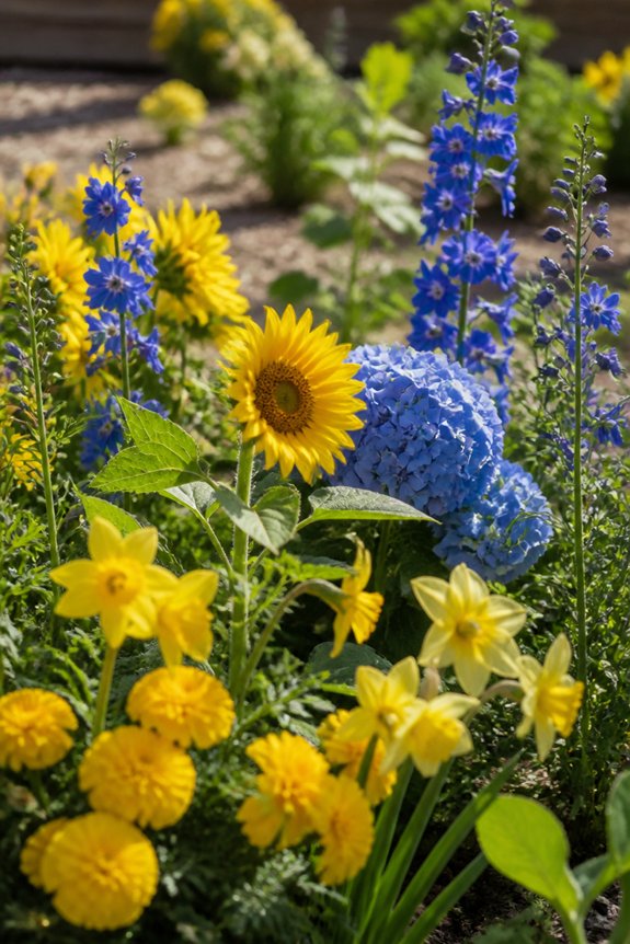 contrasting yellow and blue