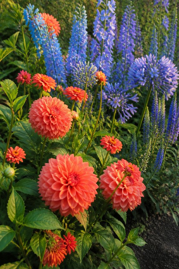 coral teal garden aesthetics
