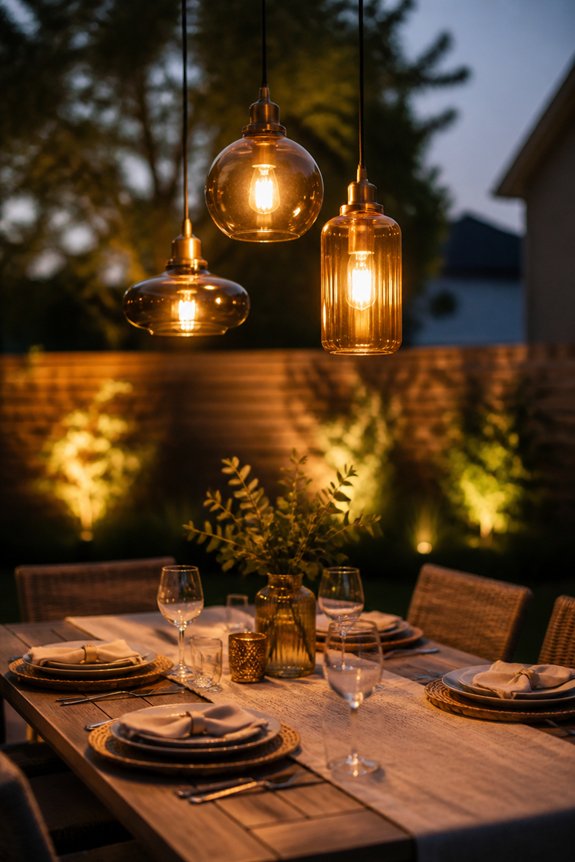 cozy outdoor dining lighting