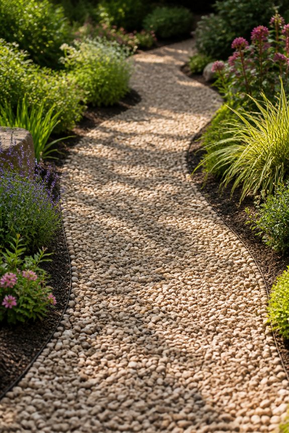 curved paths with pea gravel