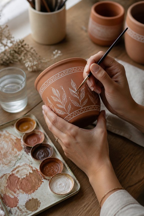 decorative hand painted terracotta pots